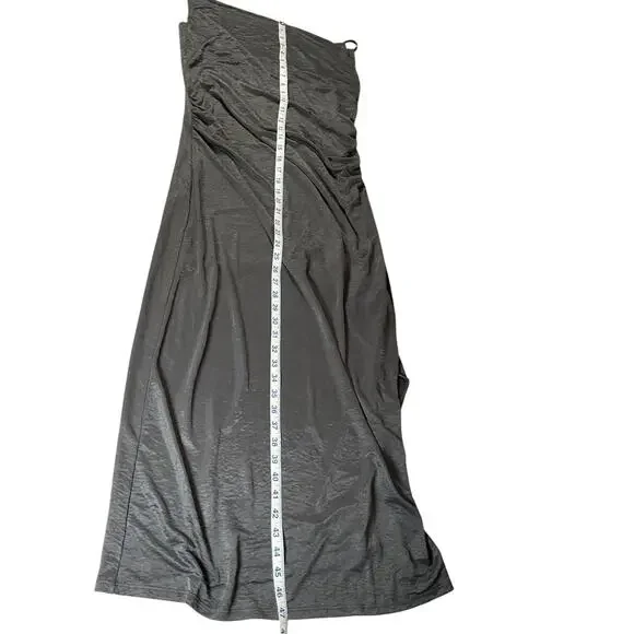 Y2K Evening Bar III Gray Cowl Neck Slip Dress Medium NWT Satin Minimalist Maxi - Picture 7 of 11